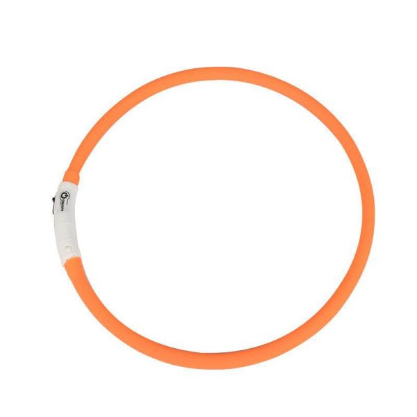 USB Rechargeable Waterproof Dog Collar for Night Walking and Training Solid Pattern