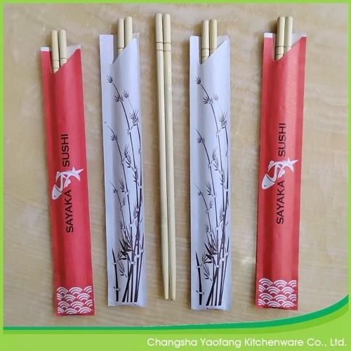 5.0mm Thickness Chinese Food Round Bamboo Chopsticks Customized With Paper Sleeve