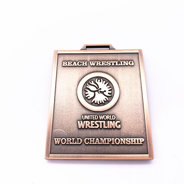 Antique Copper Plated Custom Metal Medals 3D Double Sided With Ribbon