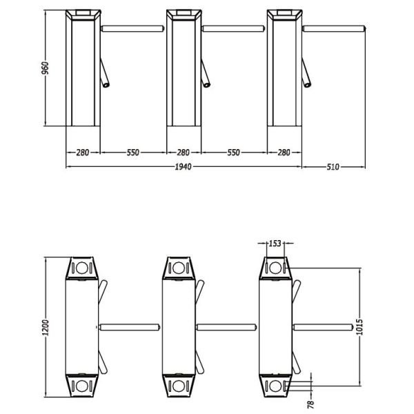 Автоматический контакт ворот 0.2s турникета треноги сухой с безщеточным мотором