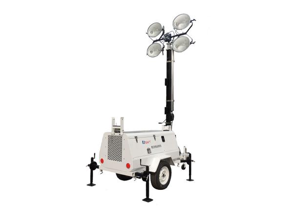 Diesel Powered Mobile Light Tower Length 4360mm 320° Mast Rotation  Powder Coated Canopy