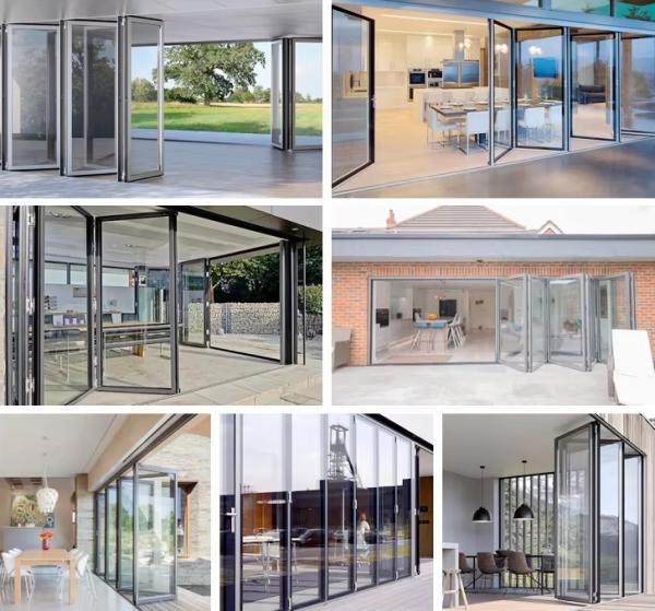 Energy Efficiency Aluminum Folding Door Thick Profile Glass Folding Door