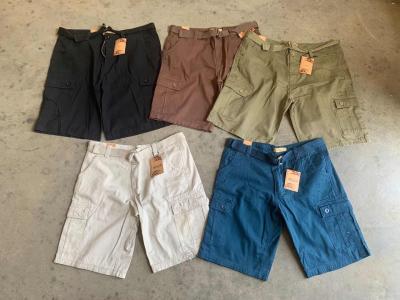 100% Cotton Mens Belted Cargo Shorts Simplicity Multicolor Khaki Navy Wahite