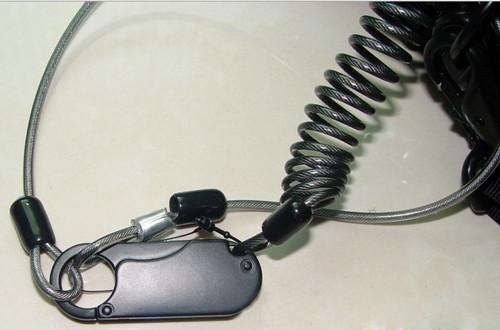 Heavy duty blue strong carabiner holder stainless steel wire coiled lanyard for tools safe