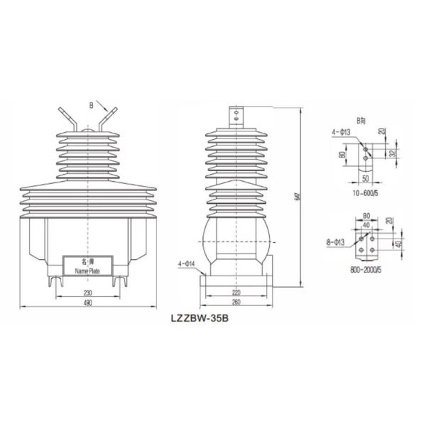 Fully Enclosed High Voltage Current Transformer Casting CT Transformer LZZBW-35kV