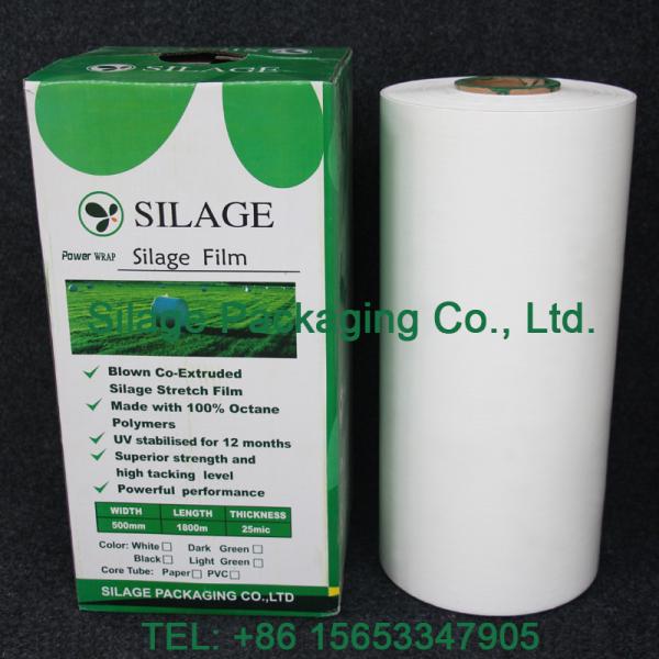White Color Silage Wrap Film, 500mm*25mic*1800m,anti UV adhesive film, High Stretch Round Film for Nederlanden