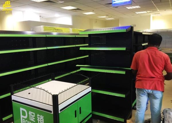 Matt Black Colour Convenience Store Gondola Shelving 1.2M x 0.4M x 1.8M