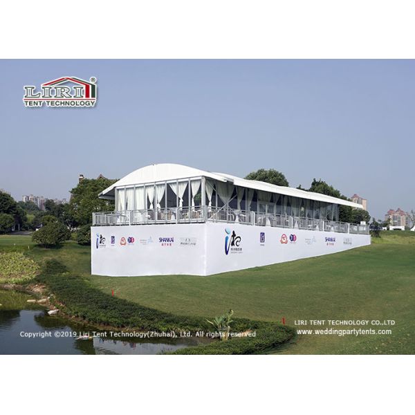 10m Span Sport Event Tents With Roof Lining Curtain Tempered Glass Walls