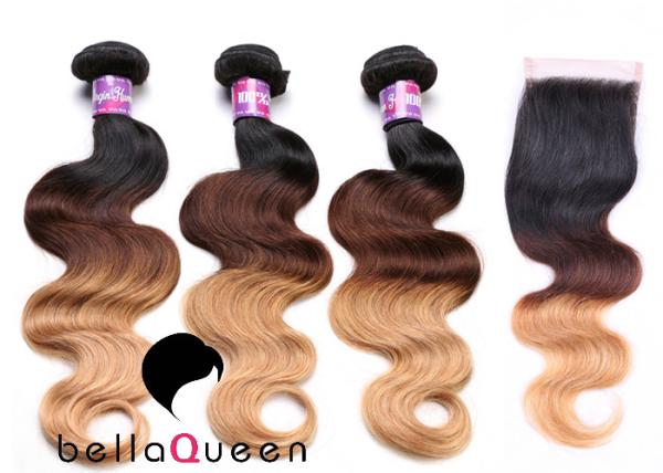 Cabelo humano da onda natural brasileira do corpo preto do fechamento do laço, 8 - 18 comprimento