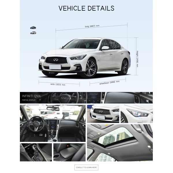 Coches usados 2024 Dongfeng Infiniti Q50L 2.0T Lugo sedán con disco delantero trasero sistema de freno de disco trasero radar