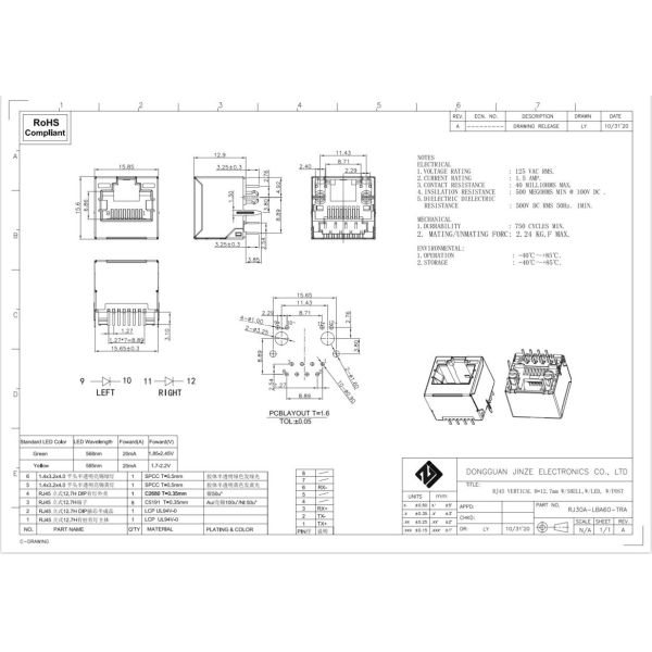 Single Port Female RJ45 Socket Network Cat5 Female Connector
