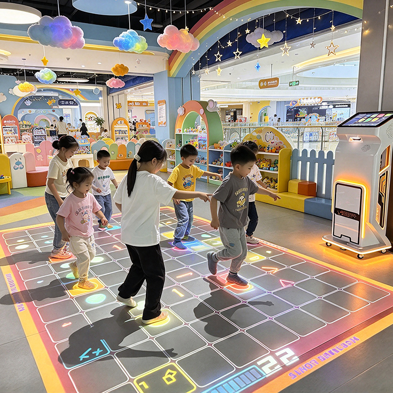 4100 Lumens Radar Sensing Interactive Floor Projector with Caster Wheels for Mobile Interactive Floor Projection System