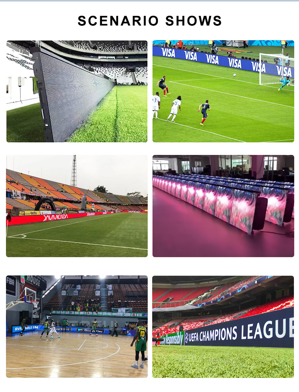 Large football stadium perimeter led screen display sign P6.667 P8