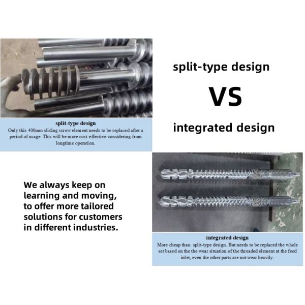 Tornillo y cilindro gemelos cónicos bimetálicos para láminas y tubos de PVC WPC
