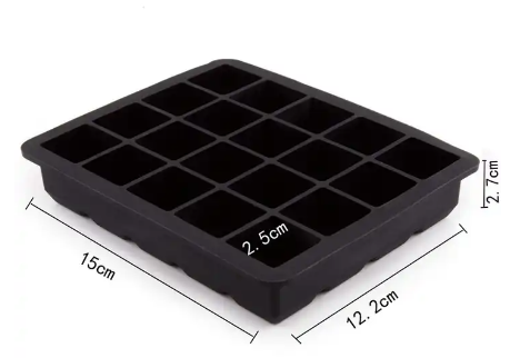 Silicone Ice Cube Tray 15*12.3*2.3cm for Freezer Easy Release Square Shaped Ice Mould