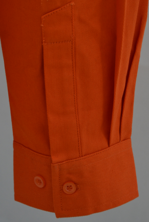 Men's 100%Cotton Twill Orange Work Shirt Long Sleeve Reflective Tape Chest Pockets