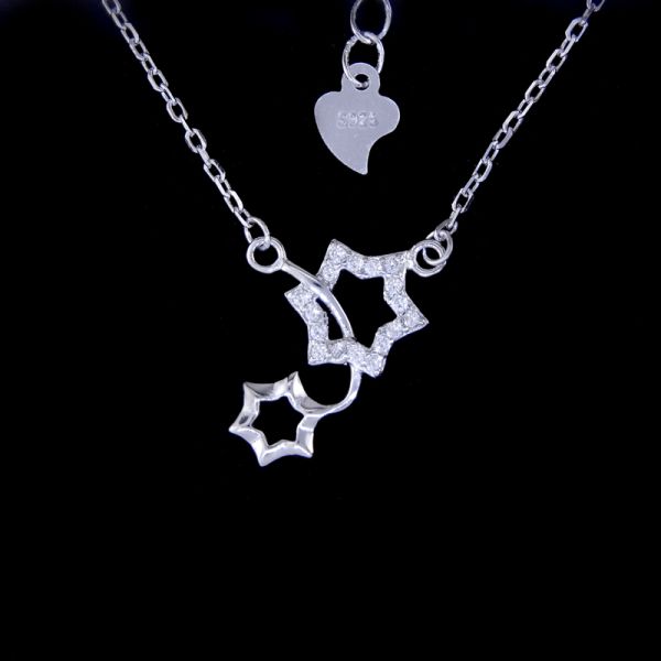 925 Silver Cz Stone New Jewellery Design White Gold Christmas Tree Shape Necklace