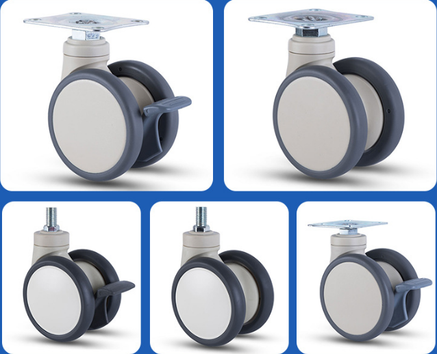 5 Inch Swivel Medical Twin ICU Hospital Bed Caster Wheels With Brake