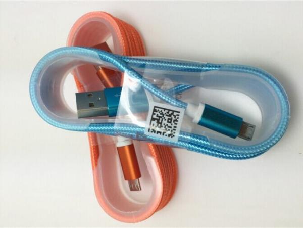 Braided USB Charging Cable For Samsung iphone HTC Sony LG Micro USB Wire Metal Head Plug