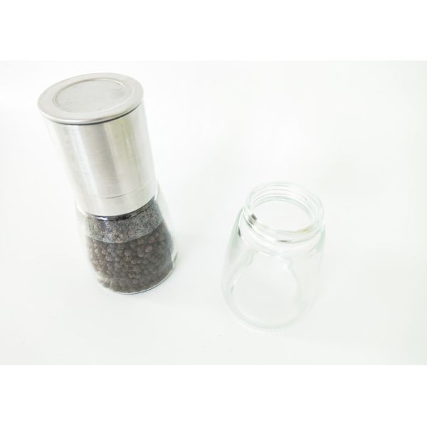 Reusable Refillable Condiments Glass Bottle Satinless Steel Lid Seasoning Grinder