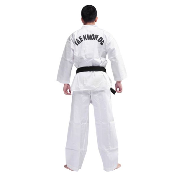 Tenue de Taekwondo rayée WTF en tissu pré-rétréci