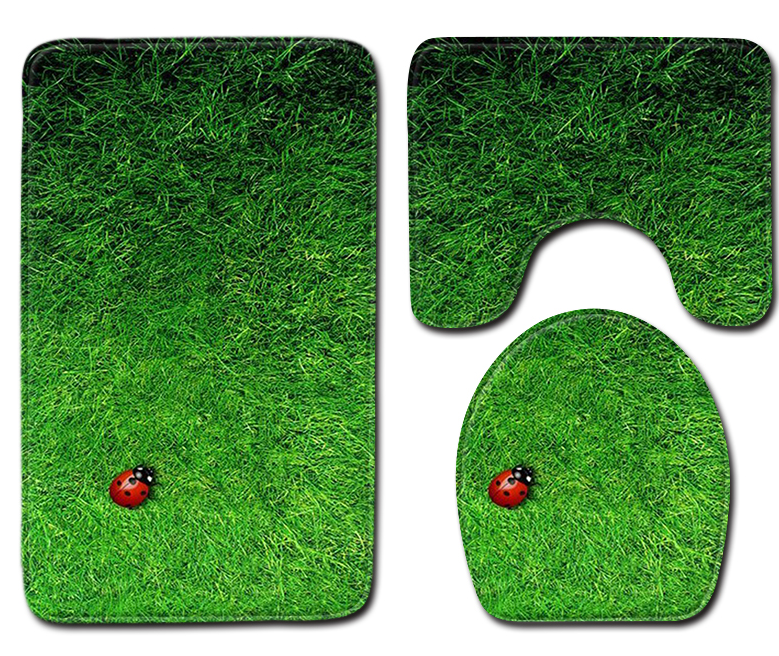 Pets Universal Toilet Lid Cover Bathroom Mat 3 Piece Set Non Slip