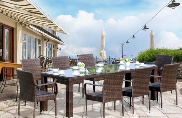 Modern Poly Rattan Aluminium Outdoor Garden wicker chair patio Backyard table and chairs sets