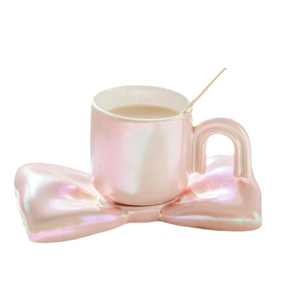 Stylish and Functional Ceramic Cups with U-Shaped Handles and Electroplated Pearlescent Glaze Perfect for Home or Office