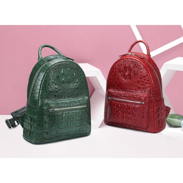 Custom logo crocodile skin bag backpack for ladies