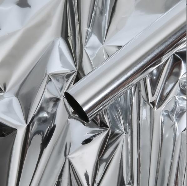 Silver mirror flower wrapping paper, reflective silver light paper, PVC tin film, water ripple creative floral art packaging
