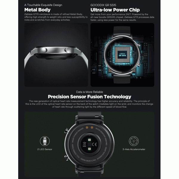 Дозор IP68 водоустойчивый GR5515 Zeblaze умный с монитором кровяного давления