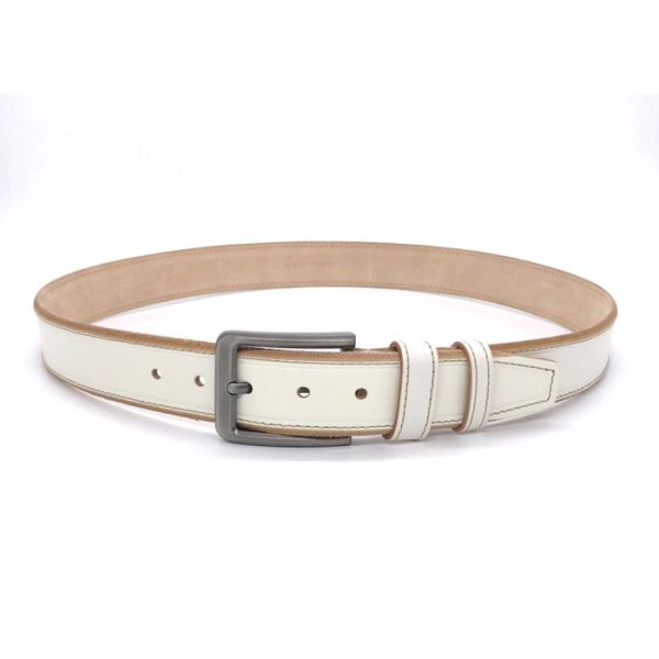 Adjustable White 38mm Mens Casual Leather Belt
