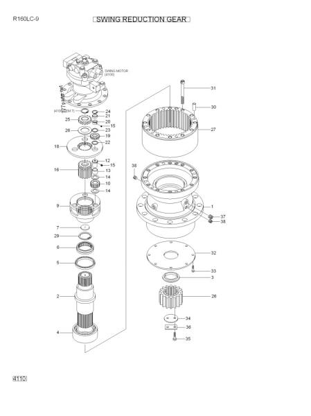 Petite boîte de vitesse d'oscillation de l'Assy 31Q6-10140 de réduction d'oscillation de l'excavatrice R160LC-9 R210LC-9 pour Hyundai