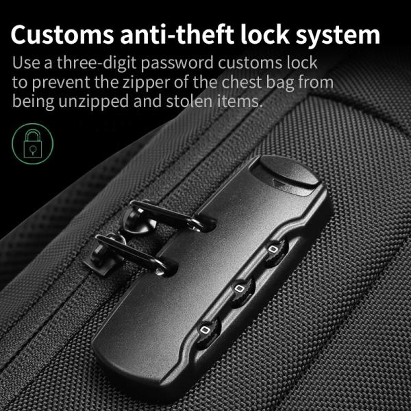 Fábrica MingLu por atacado Homens customizados anti-roubo impermeável moda peito crossbody espartilho saco homens