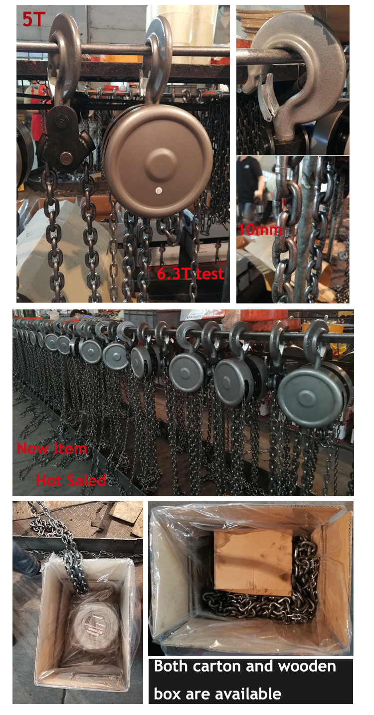 Индустрия использует на открытом воздухе подъем цепного блока руководства 3m 5 тонн