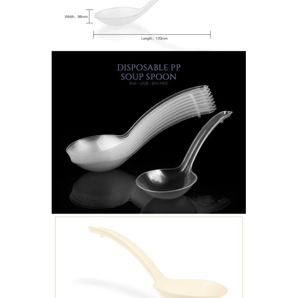 Takeaway supplies disposable PP long handle bulk plastic spoons