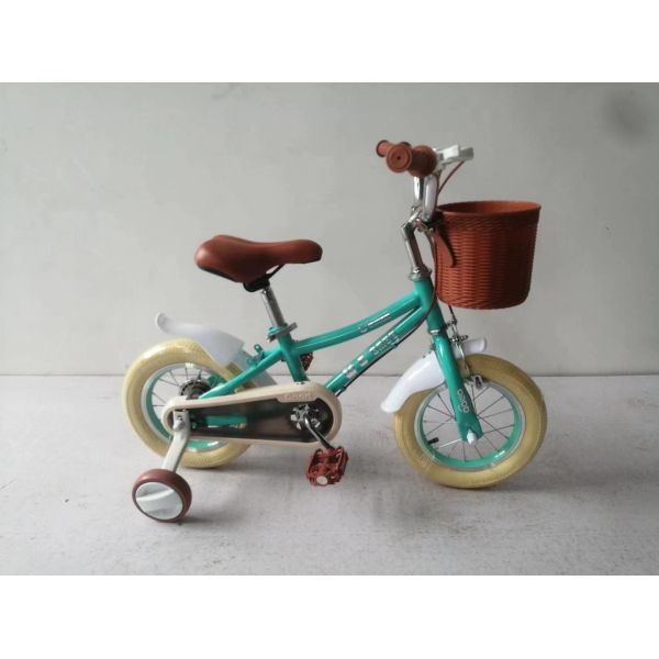 12-дюймовый детский велосипед с корзиной и тормозом, зеленый велосипед для детей