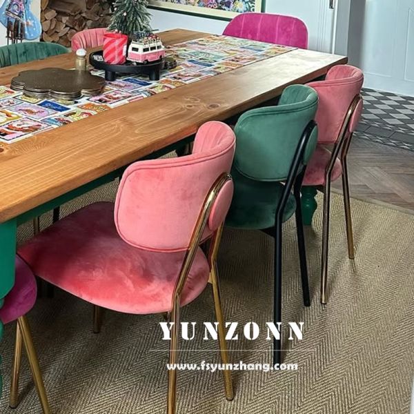 Luxury Dining Chair with Gold Metal Legs Soft Back Upholstered in Velvet Fabric for Hotels Coffee Shops Weddings Outdoor Use