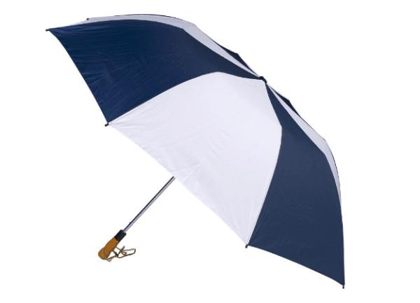 Blue And White Portable Golf Umbrella Stell Frame Black Plastic Cap 190T Nylon Fabric