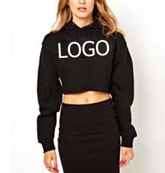 Mix Size Printed  Womens Fleece Pullover , Sexy Oversized Cropped Hoodie