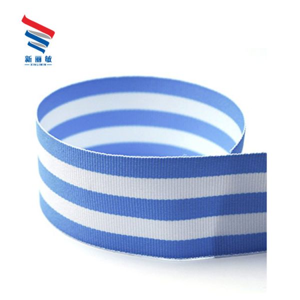 1-1/2 Width Custom Printed Double Face Striped Elastic Grosgrain Ribbon by Roll
