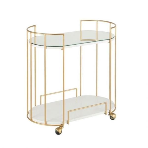 Metal Modern Drinks Trolley Gold Glass Bar Cart Hotel Food Serving