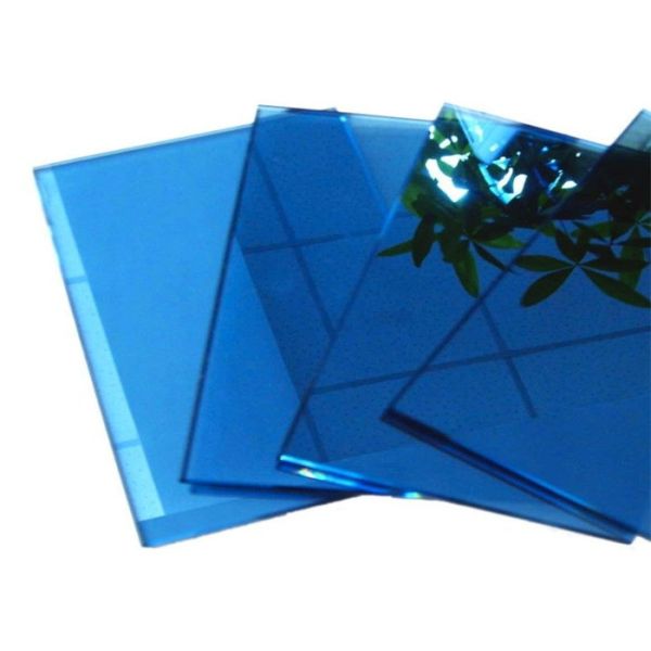 Flat Shape Dark Blue Reflective Glass , Reflective Tempered Glass Sample Available