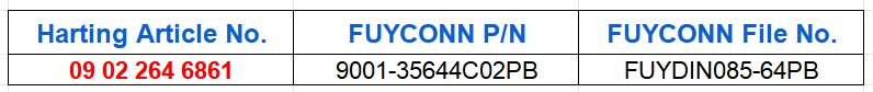 Replace Harting P/N 09 02 264 6861 DIN-Signal B064FPW-13C1-2, DIN Signal Type B Female Press-in 13.0 64-Pole