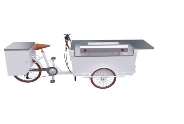 SS304 Worktable 11.3RPM 25km/H Tricycle Grill Food Cart