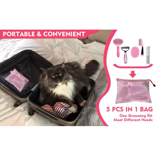 Dog Brush Grooming Kit 5 In 1 Shedding - Dog Grooming Dog Brush for Shedding Haired Dogs, Deshedder Brush for Dogs