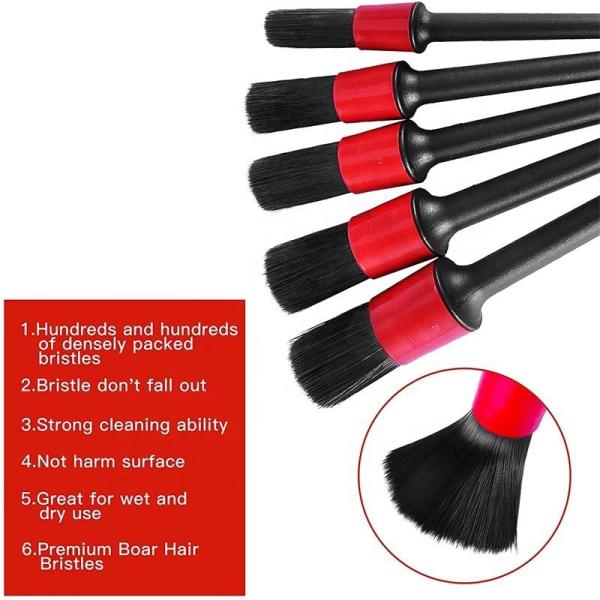 Interior Boar Hair Car Detailing Brush Set For Engine Cleaning