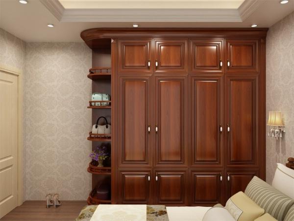 Red Oak Walnut Modern Bedroom Wardrobe Beautiful Wooden Storage Wardrobe