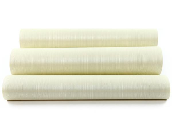 Non Woven Interior Decorating Wallpaper , Beige Flocking Striped Wallpaper For Living Rooms
