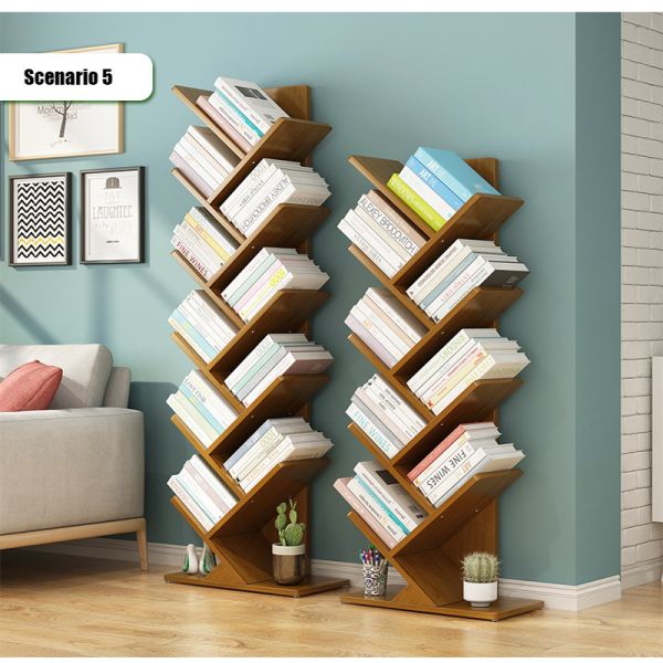 NO Folded Small Tree Bookshelf Unique Wide cases Classroom Rack Display shelf Organizer for Magazine CDs Modern